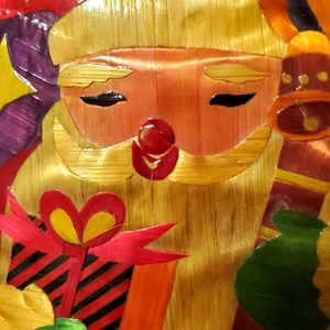 Vintage Asian Lacquered Bamboo Santa Box